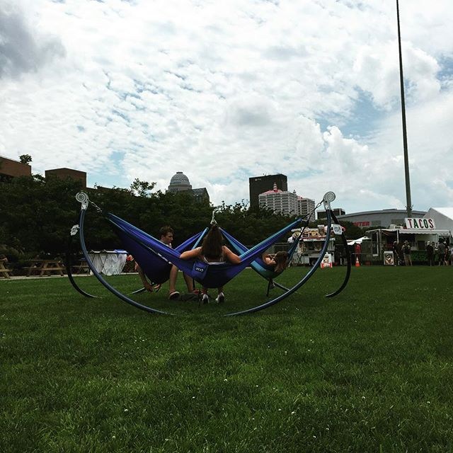 Forecastle attendees chillin out maxin, relaxin all cool